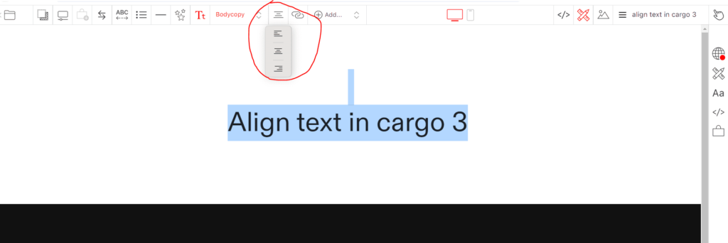 align text in cargo 3