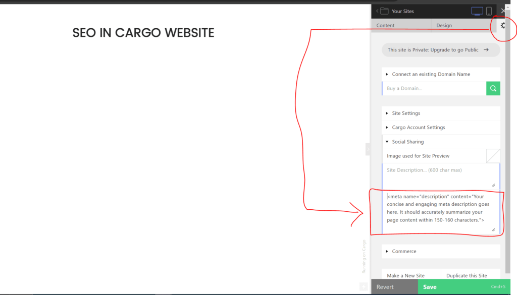 cargo website seo