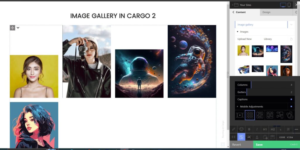 image grid in cargo collective website