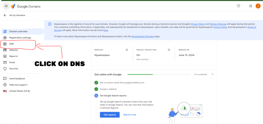connect google domain with cargo website