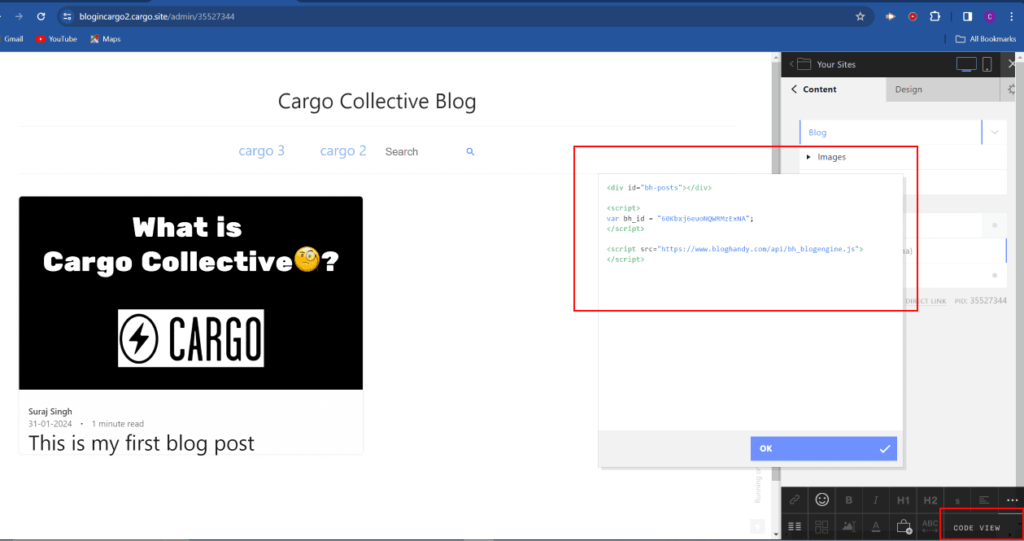 cargo 2 blog integration tutorial