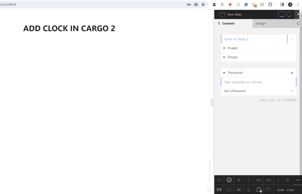 add page to add clock in cargo 2