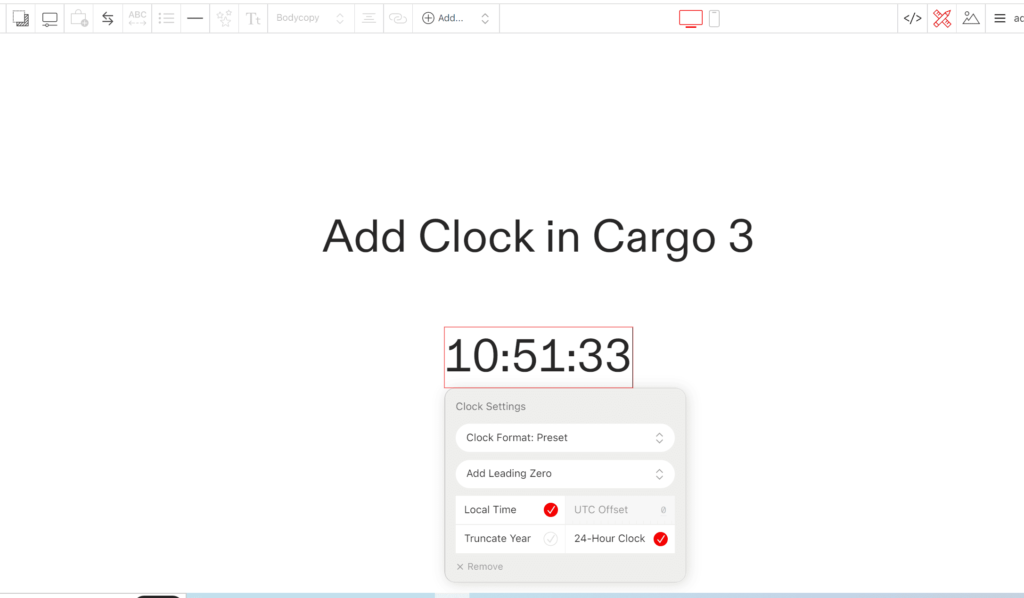 clock added in cargo 3 tutorial