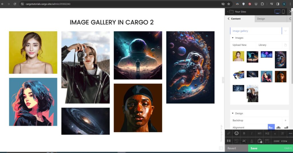 image grid in cargo collective site