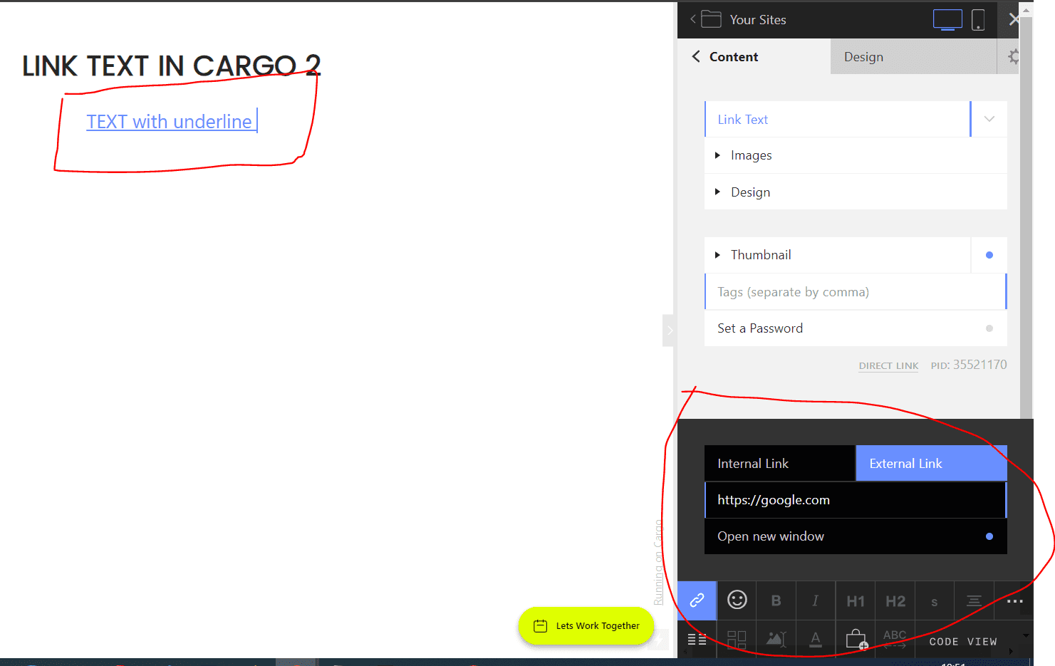 Remove underline from text link in Cargo Collective - Cargo Site Tutorials