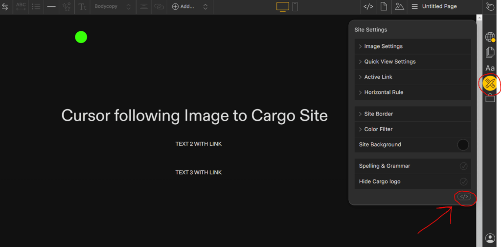 Add cursor following image to Cargo 3