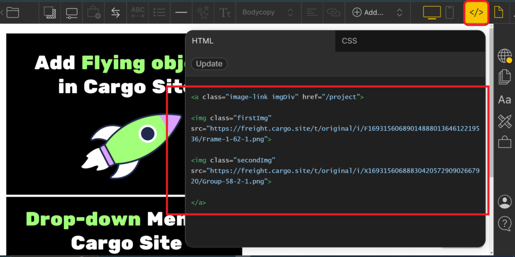 add image swap HTML in cargo 3