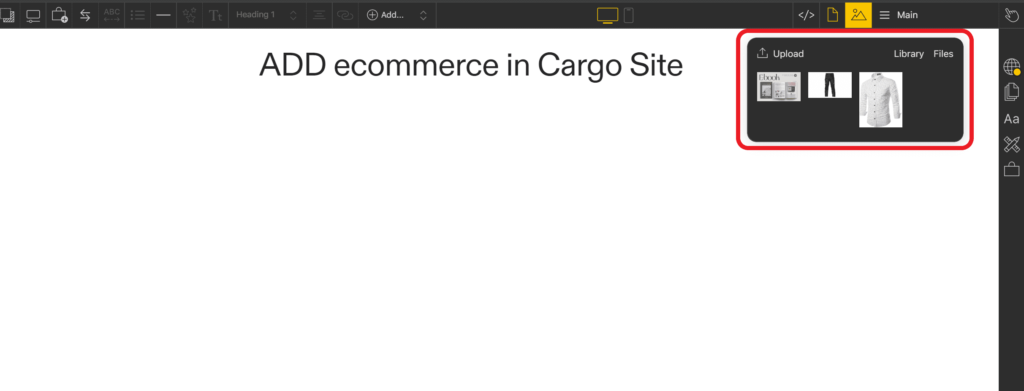 upload product images to cargo site