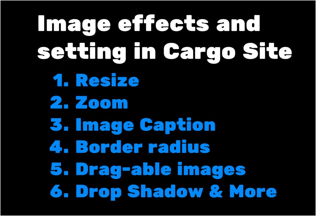 image effectsw and settings in cargo site