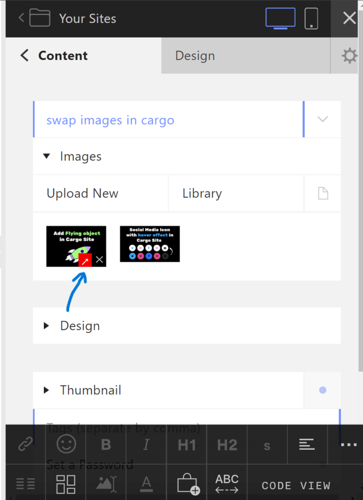 upload images to cargo 2